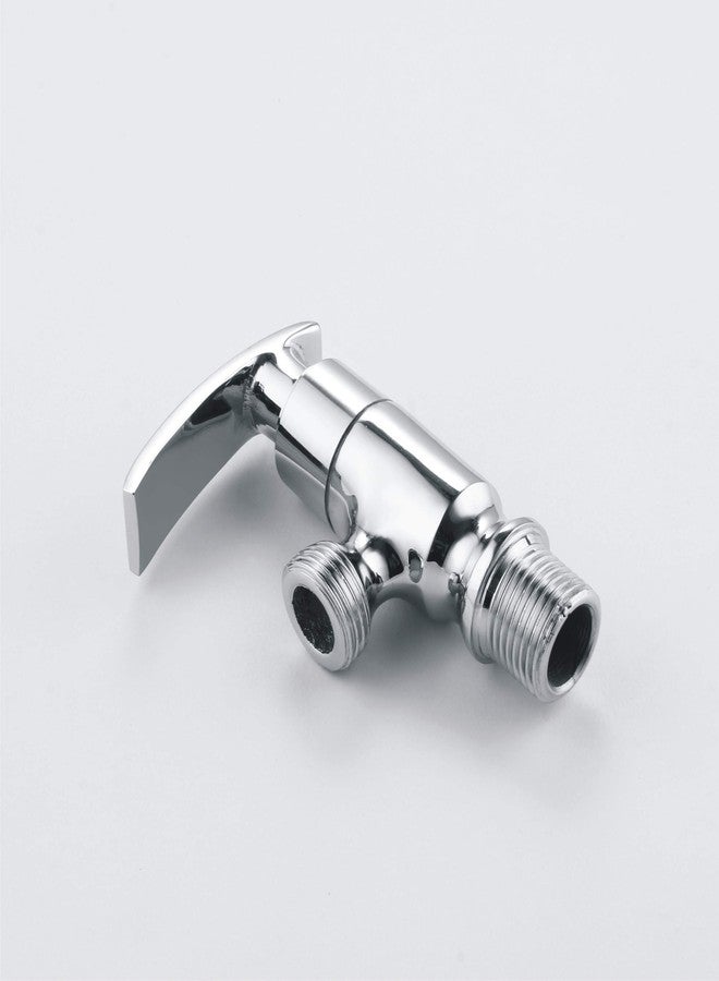 SPAZIO Soft Brass Angle Valve/Stop Cock for Bathroom Taps, Geyser and Wash Basin Connection with Flange (Chrome Finish, 4-Pieces) - Image 5